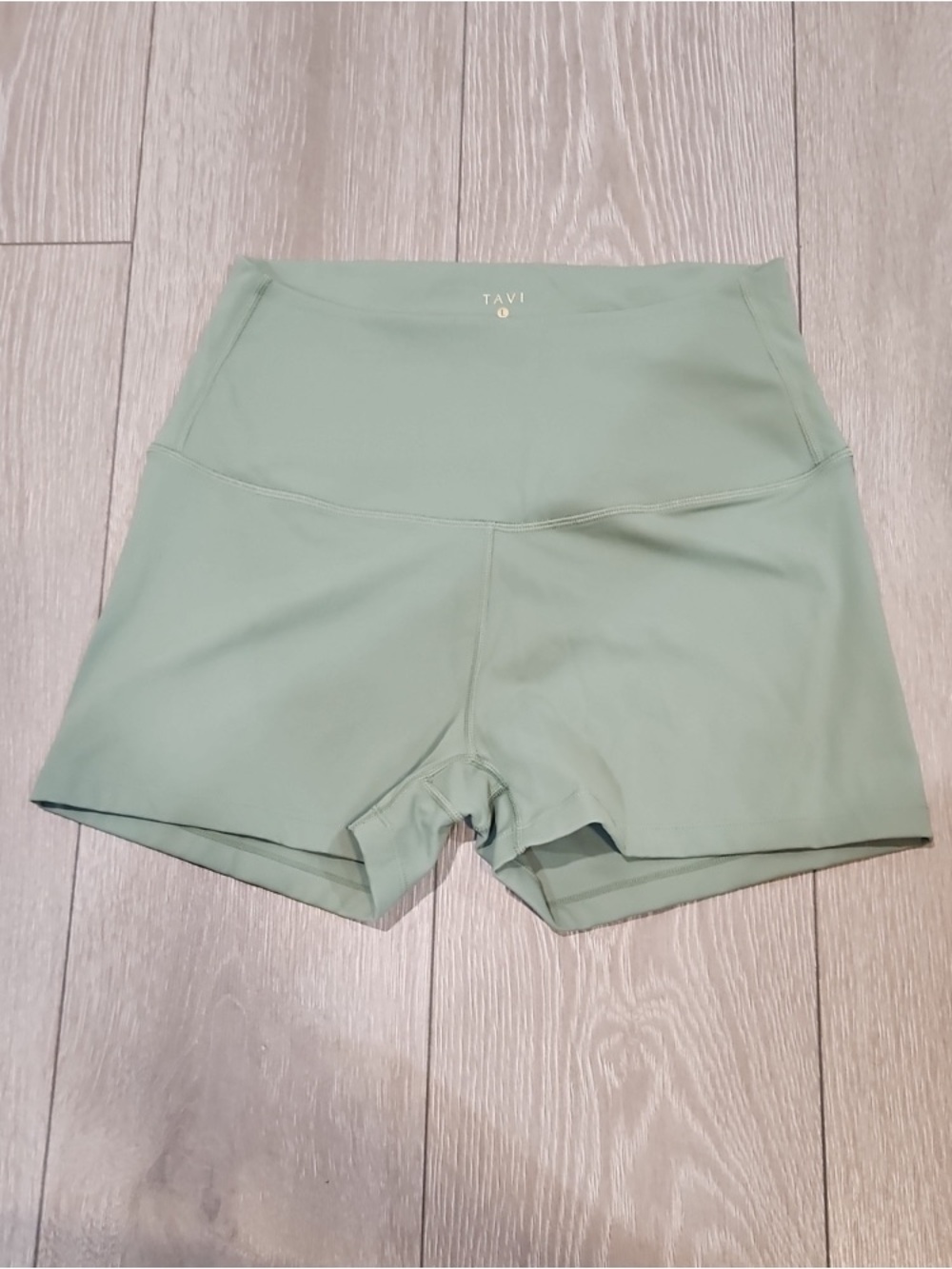 High-Waist Sage Green Performance Shorts